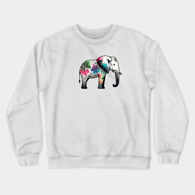 White elephant Crewneck Sweatshirt by Moxis Watercolor